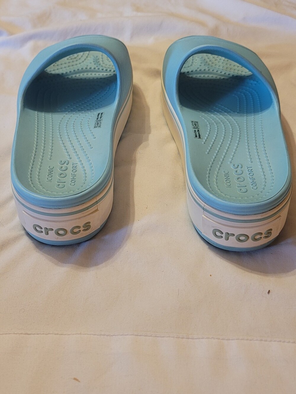Crocs blue platform slides W8 M6 - Picture 4 of 6